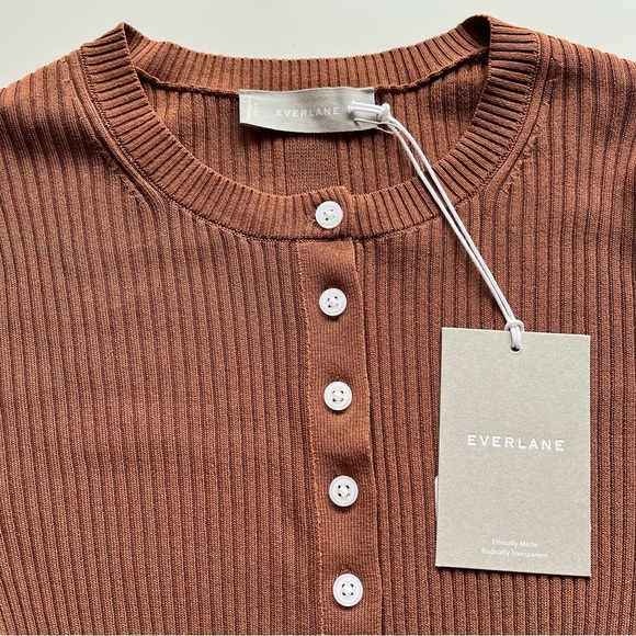 NWT Everlane The Ribbed Cropped Cardigan - Cocoa Brown - Picture 10 of 10